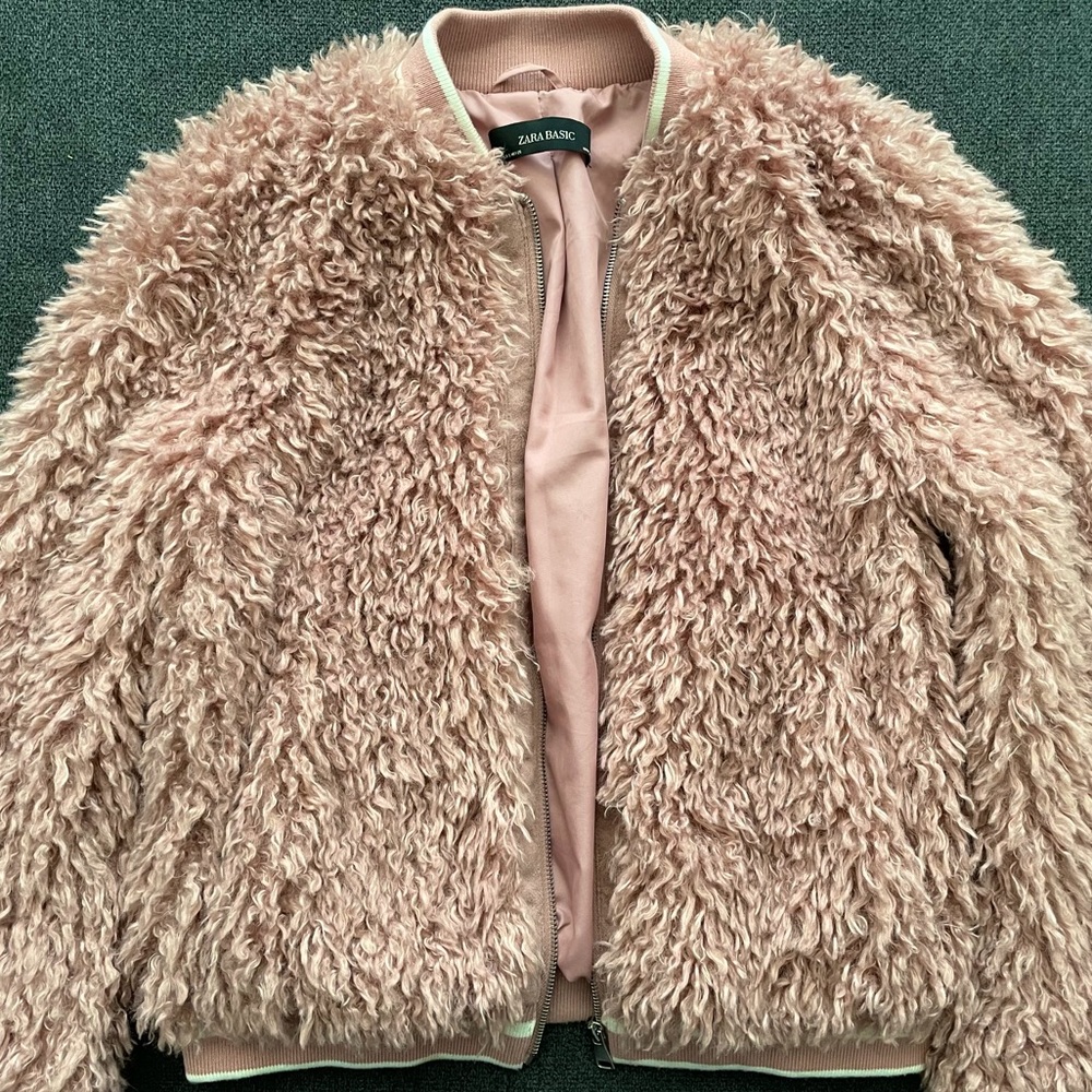 ZARA Pink Sherpa Bomber